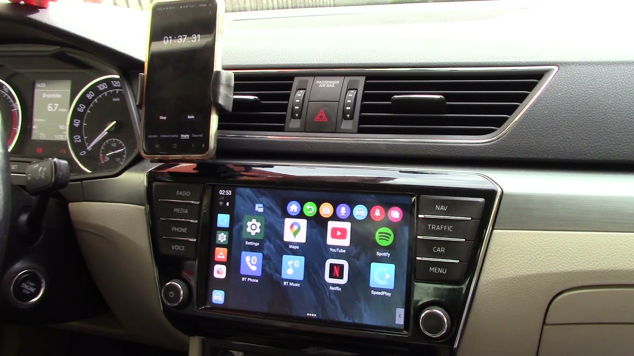 WiFi Android Auto v automobilech bez WiFi s KyeBriq. Možnost YouTube, NetFlix, video přehrávač.